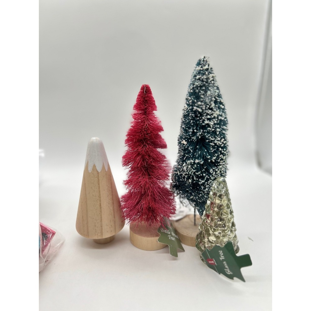 NEW Lot of 20+ Mini Christmas Trees Wooden Tree Glass Trees Christmas Decor‎